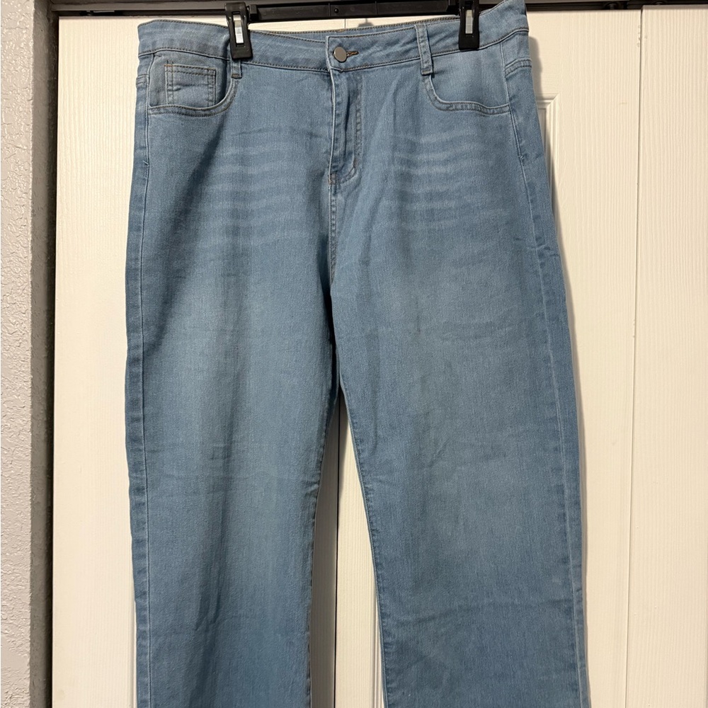 Light Wash Blue Straight Leg Jeans